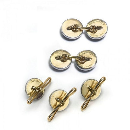 Art Deco Cartier Amethyst Diamond Cufflink Dress Set