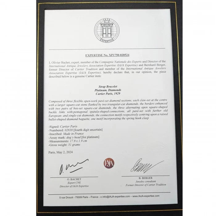 Art Deco Cartier Diamond Bracelet in Platinum, Circa 1930s