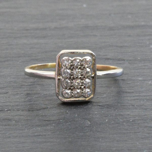 Antique Art Deco Diamond Cluster Ring, Platinum and 18ct Gold