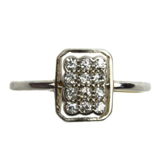Antique Art Deco Diamond Cluster Ring, Platinum and 18ct Gold