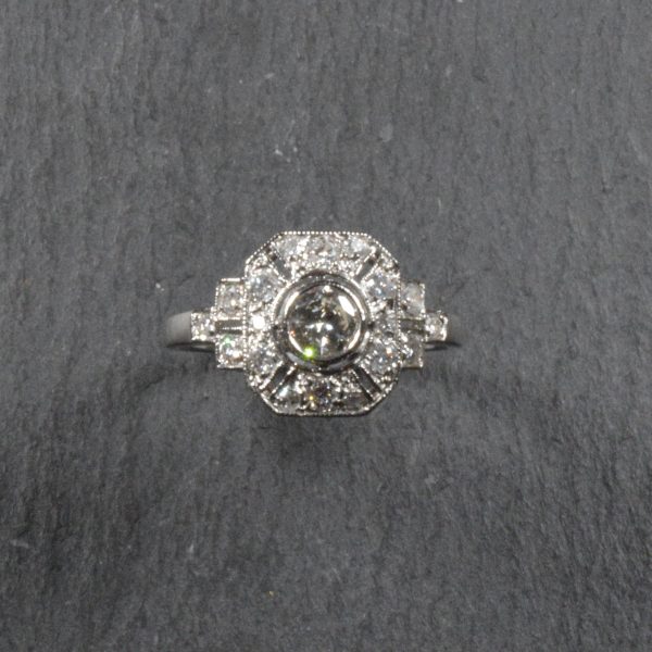 Vintage Art Deco Style Diamond Panel Ring in Platinum