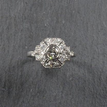 Vintage Art Deco Style Diamond Panel Ring in Platinum