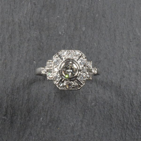 Vintage Art Deco Style Diamond Panel Ring in Platinum