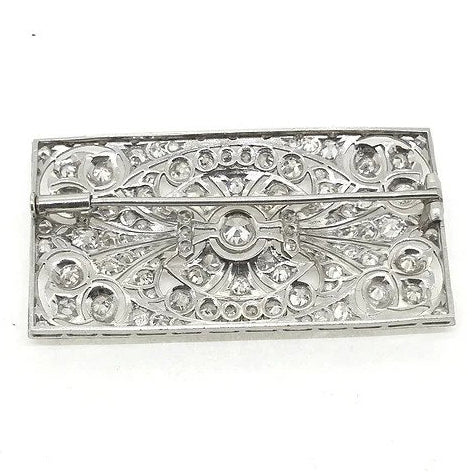 Art Deco Platinum and Diamond Plaque Brooch