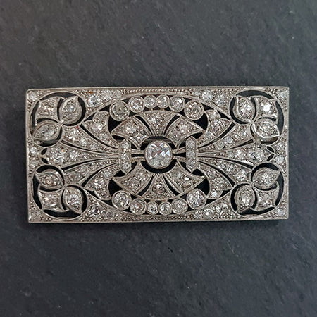 Art Deco Platinum and Diamond Plaque Brooch