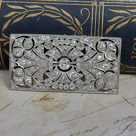 Art Deco Platinum and Diamond Plaque Brooch