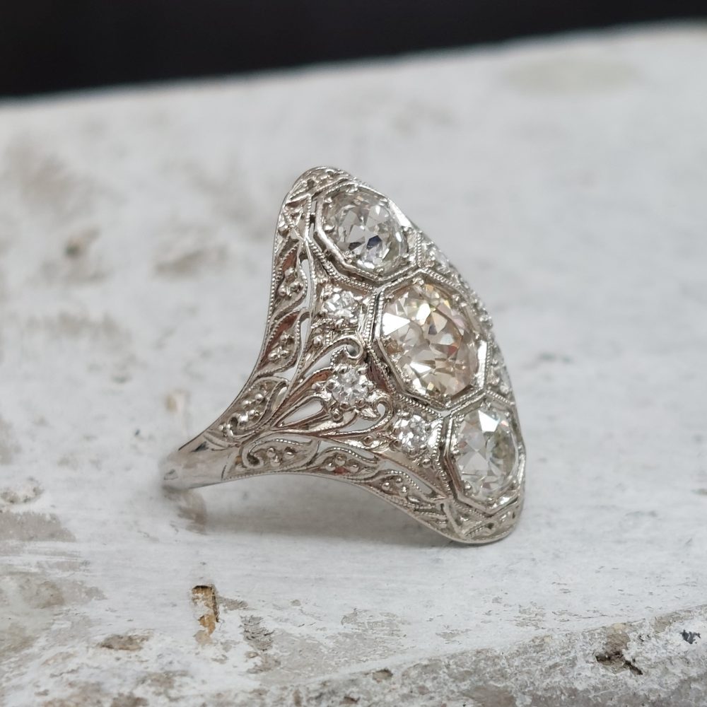 Art Deco Diamond Panel Dress Ring, 1.90 carat total