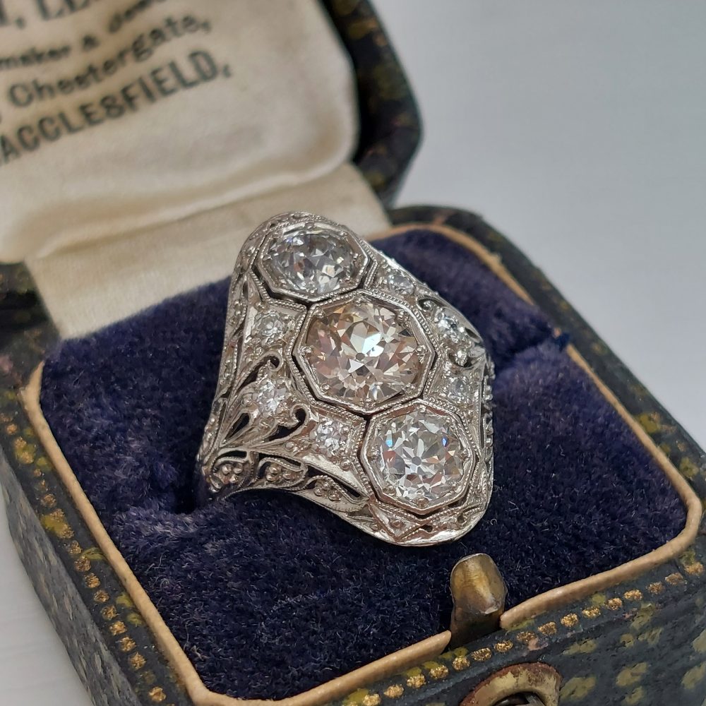 Art Deco Diamond Panel Dress Ring, 1.90 carat total