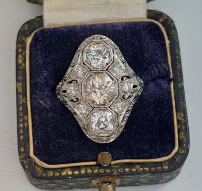 Art Deco Diamond Panel Dress Ring, 1.90 carat total