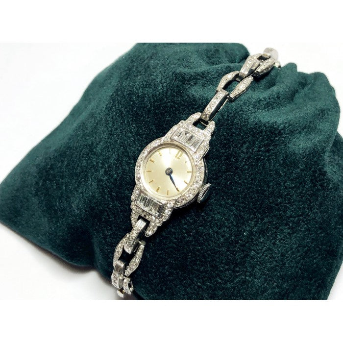 Art Deco Diamond Platinum Cocktail Wristwatch