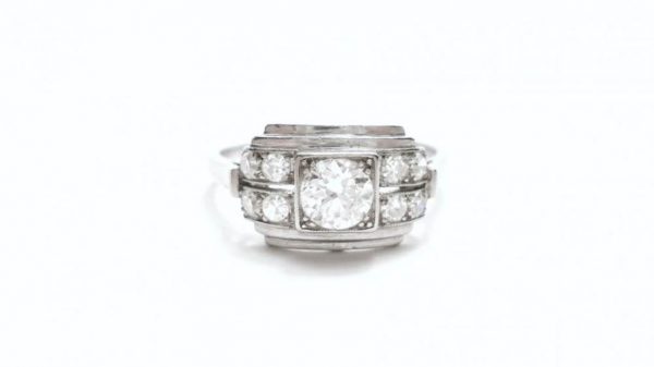 Art Deco Diamond Platinum Ring, 0.50 Carats