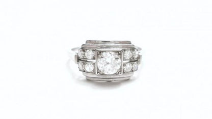 Art Deco Diamond Platinum Ring, 0.50 Carats