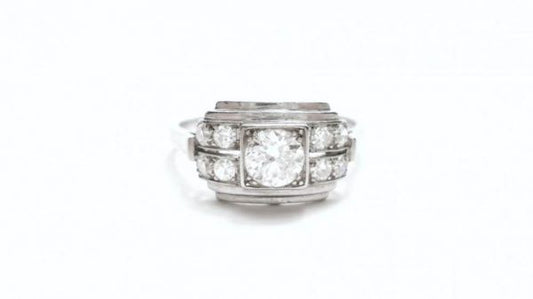 Art Deco Diamond Platinum Ring, 0.50 Carats