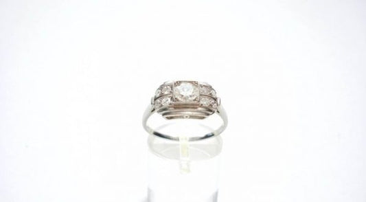 Art Deco Diamond Platinum Ring, 0.50 Carats