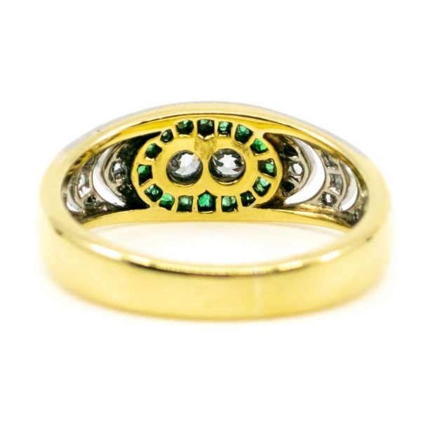 Art Deco Diamond and Emerald Band Ring