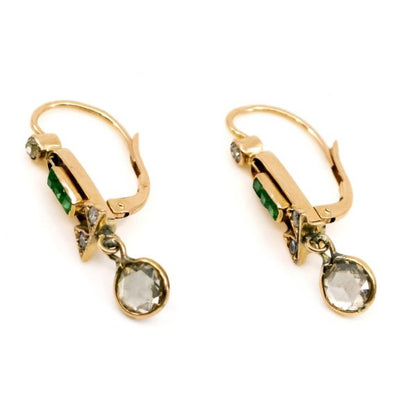 Art Deco Diamond and Emerald Earrings