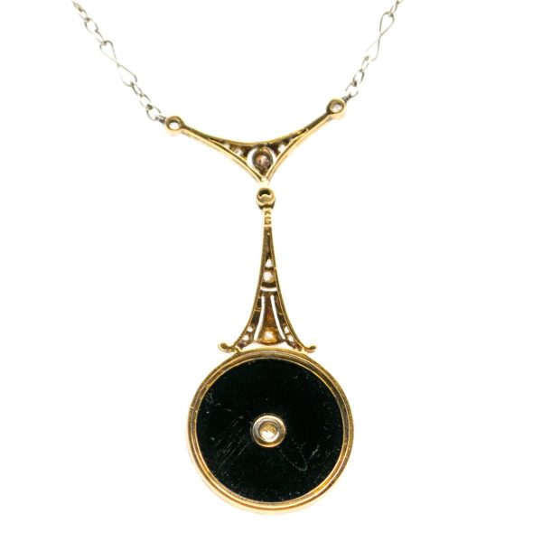 Art Deco Diamond and Onyx Pendant