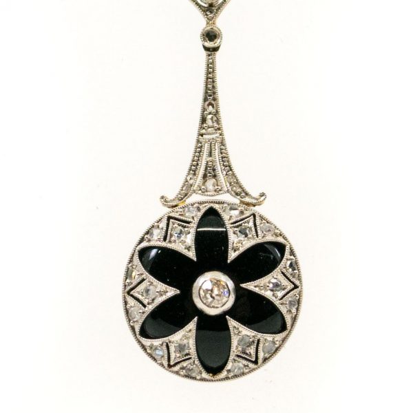 Art Deco Diamond and Onyx Pendant