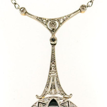 Art Deco Diamond and Onyx Pendant BB5