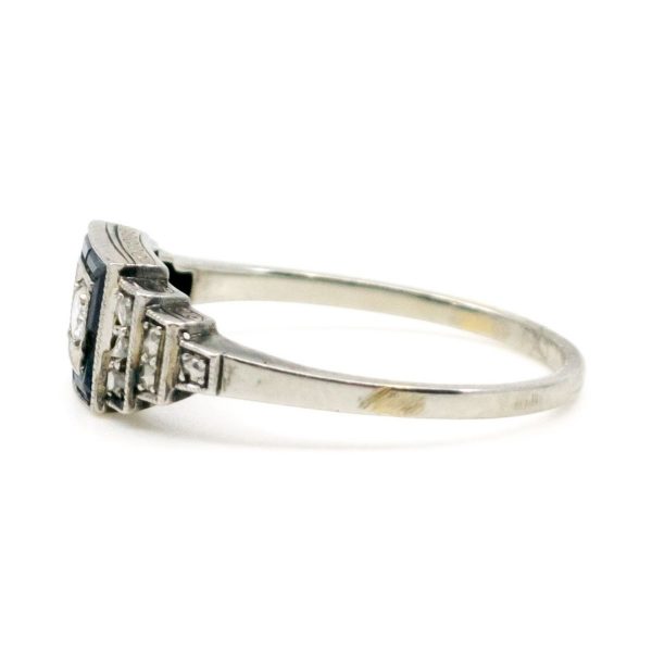 Art Deco Diamond and Sapphire Cluster Ring