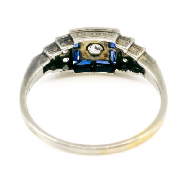 Art Deco Diamond and Sapphire Cluster Ring