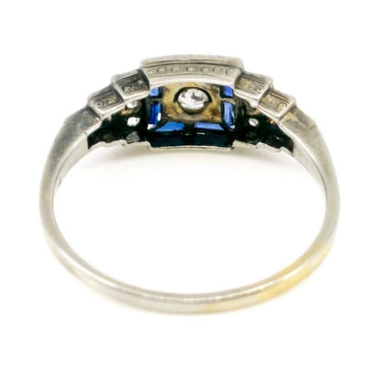 Art Deco Diamond and Sapphire Cluster Ring