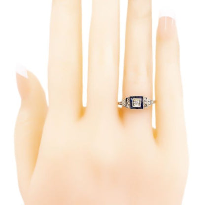 Art Deco Diamond and Sapphire Cluster Ring