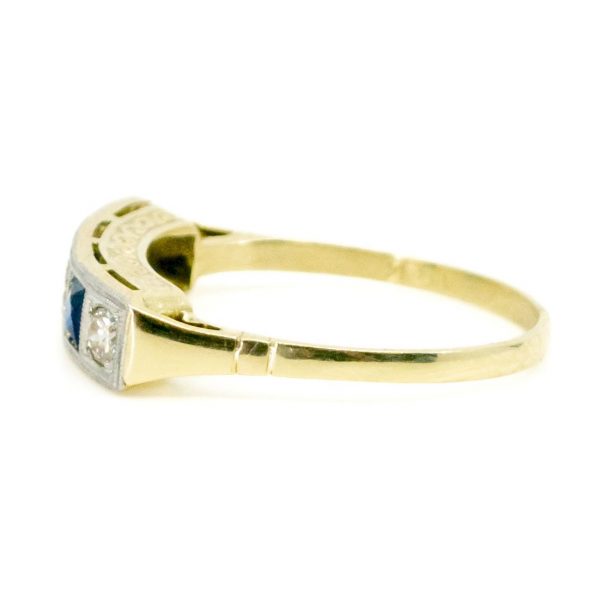 Art Deco Diamond and Sapphire Five Stone Ring
