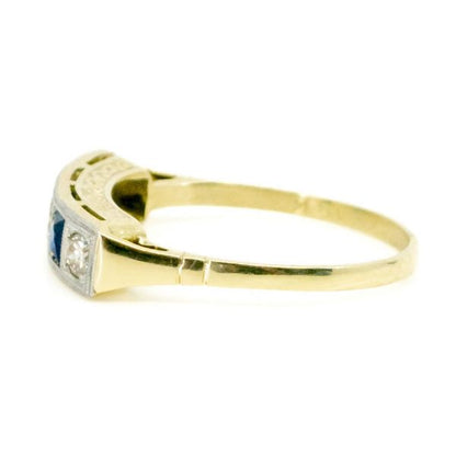 Art Deco Diamond and Sapphire Five Stone Ring