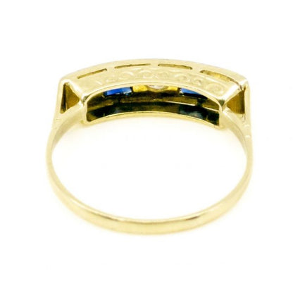 Art Deco Diamond and Sapphire Five Stone Ring