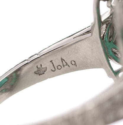 Art Deco Inspired 4.21ct Emerald and Diamond Cluster Ring