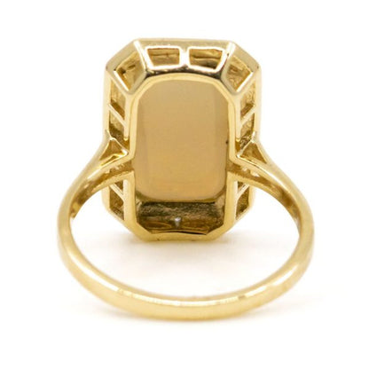 Art Deco Inspired Opal and Diamond Gold Ring