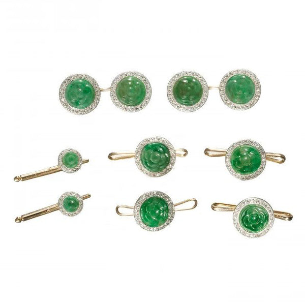 Art Deco Jade and Diamond Dress Set