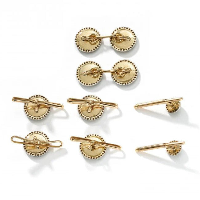 Art Deco Jade and Diamond Cufflinks Dress Set