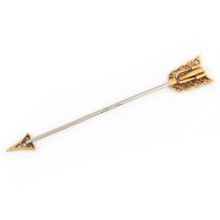 Art Deco Old Cut Diamond Arrow Jabot Pin Brooch