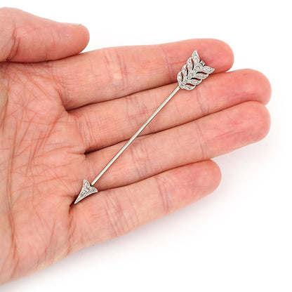 Art Deco Old Cut Diamond Arrow Jabot Pin Brooch