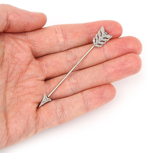 Art Deco Old Cut Diamond Arrow Jabot Pin Brooch