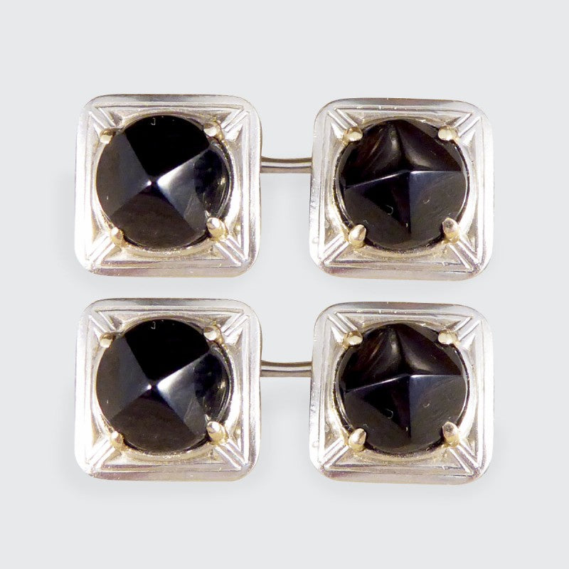 Art Deco Onyx Set Platinum Cufflinks