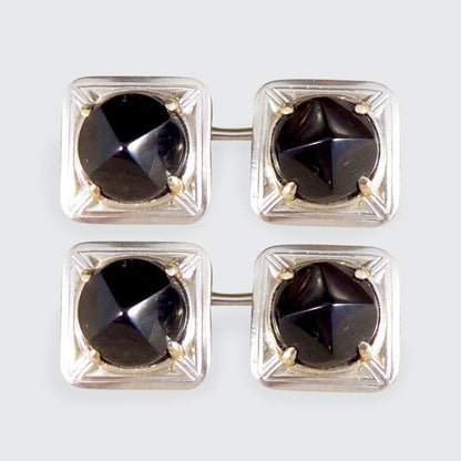 Art Deco Onyx Set Platinum Cufflinks