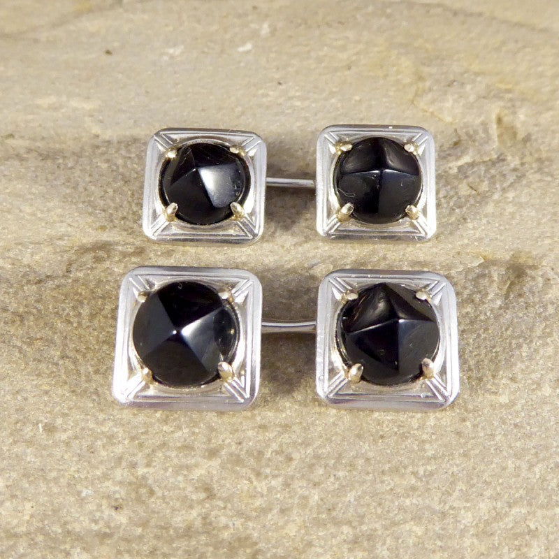 Art Deco Onyx Set Platinum Cufflinks