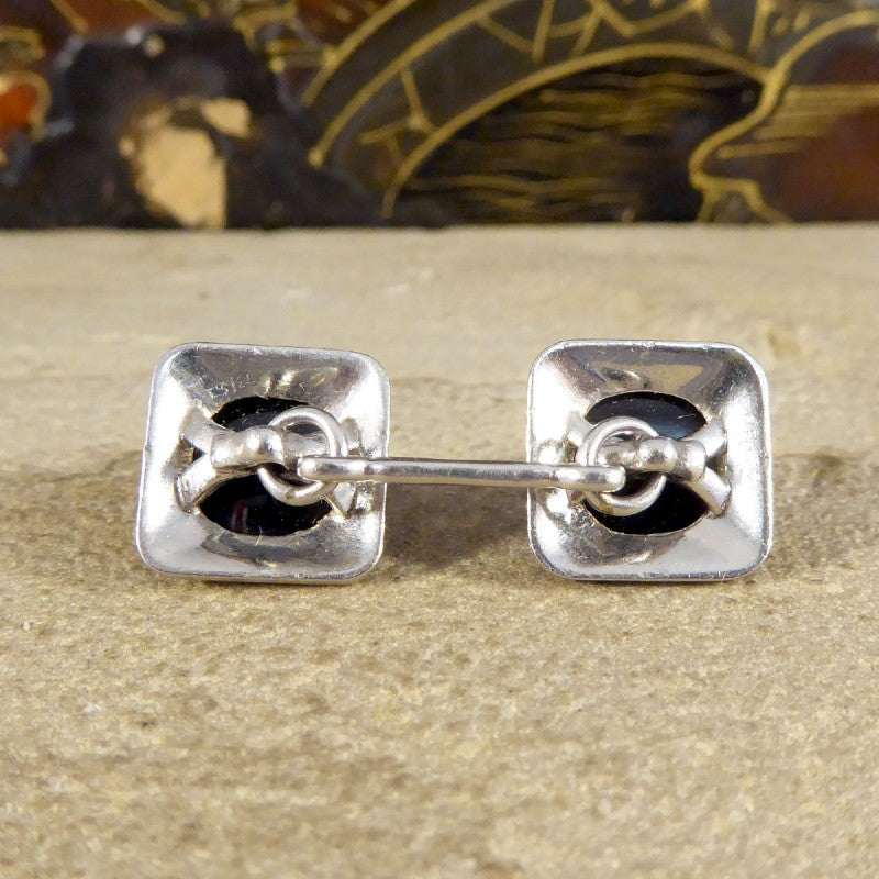 Art Deco Onyx Set Platinum Cufflinks