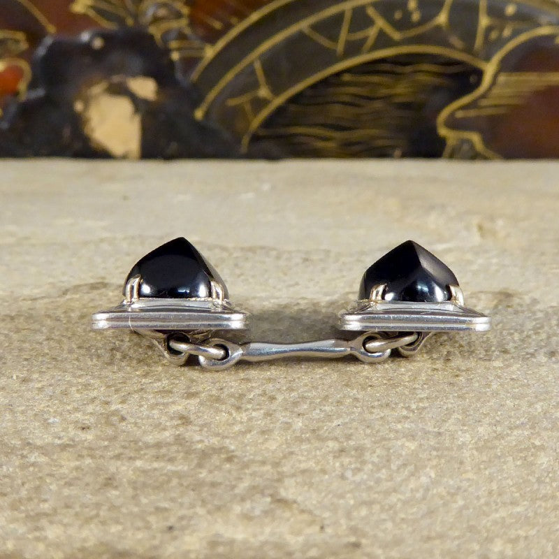 Art Deco Onyx Set Platinum Cufflinks