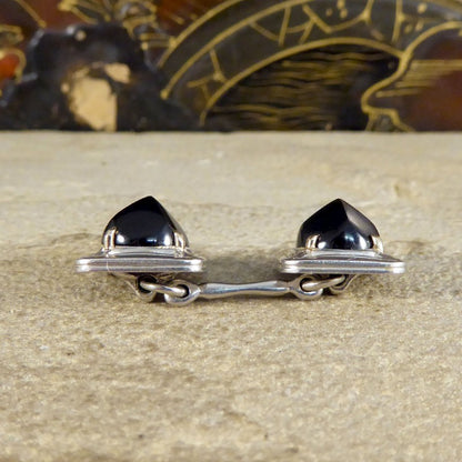 Art Deco Onyx Set Platinum Cufflinks