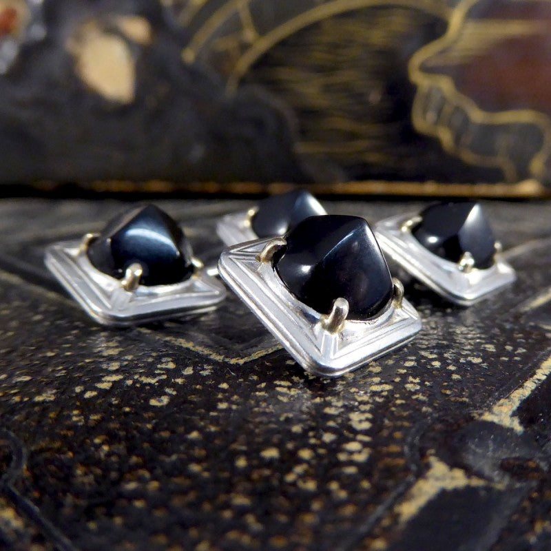 Art Deco Onyx Set Platinum Cufflinks