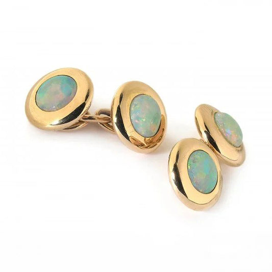 Art Deco French Opal and Gold Cufflinks