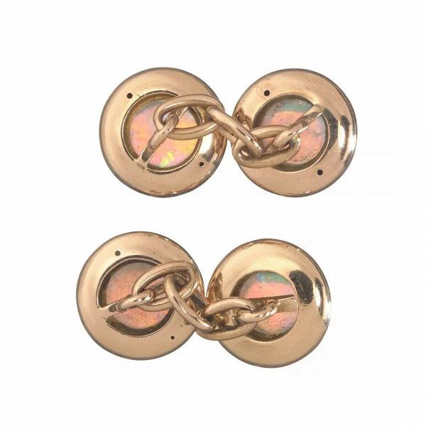 Art Deco French Opal and Gold Cufflinks