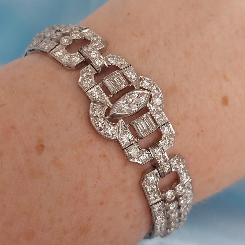 Art Deco Platinum and Diamond Bracelet, 12 carats