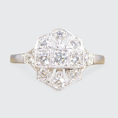 Art Deco Replica 0.43ct Diamond Plaque Ring