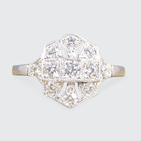 Art Deco Replica 0.43ct Diamond Plaque Ring