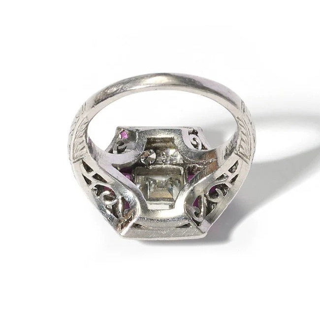 Art Deco Ruby and Diamond Dress Ring in Platinum